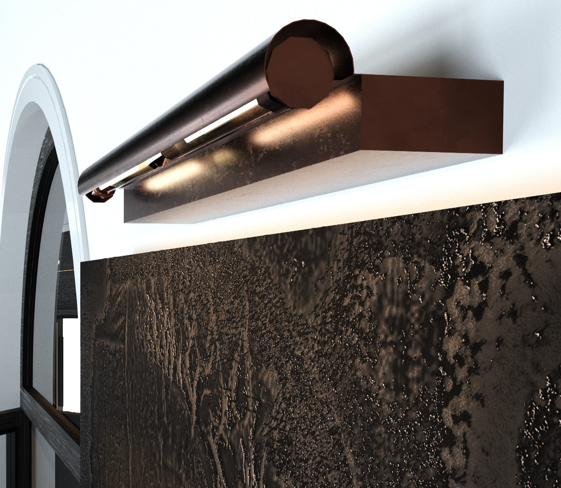 Centennial Rail wall-mounted art light by Joseph Arzuaga of BRONXHILL in burnished bronze