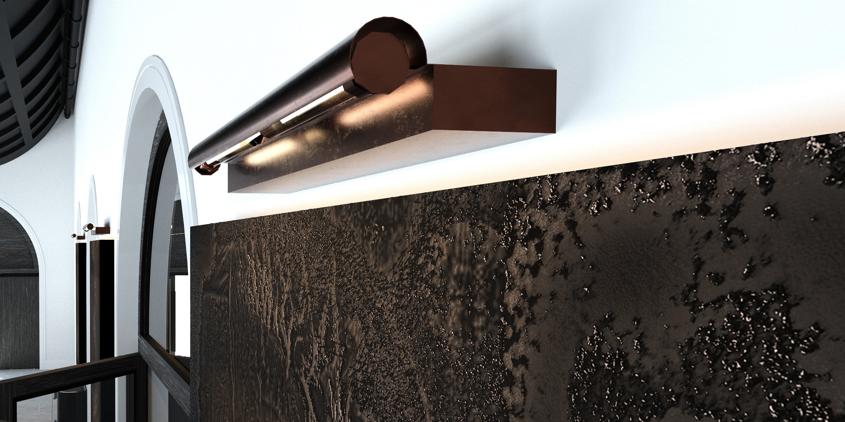 Centennial Rail wall-mounted art light by Joseph Arzuaga of BRONXHILL in burnished bronze