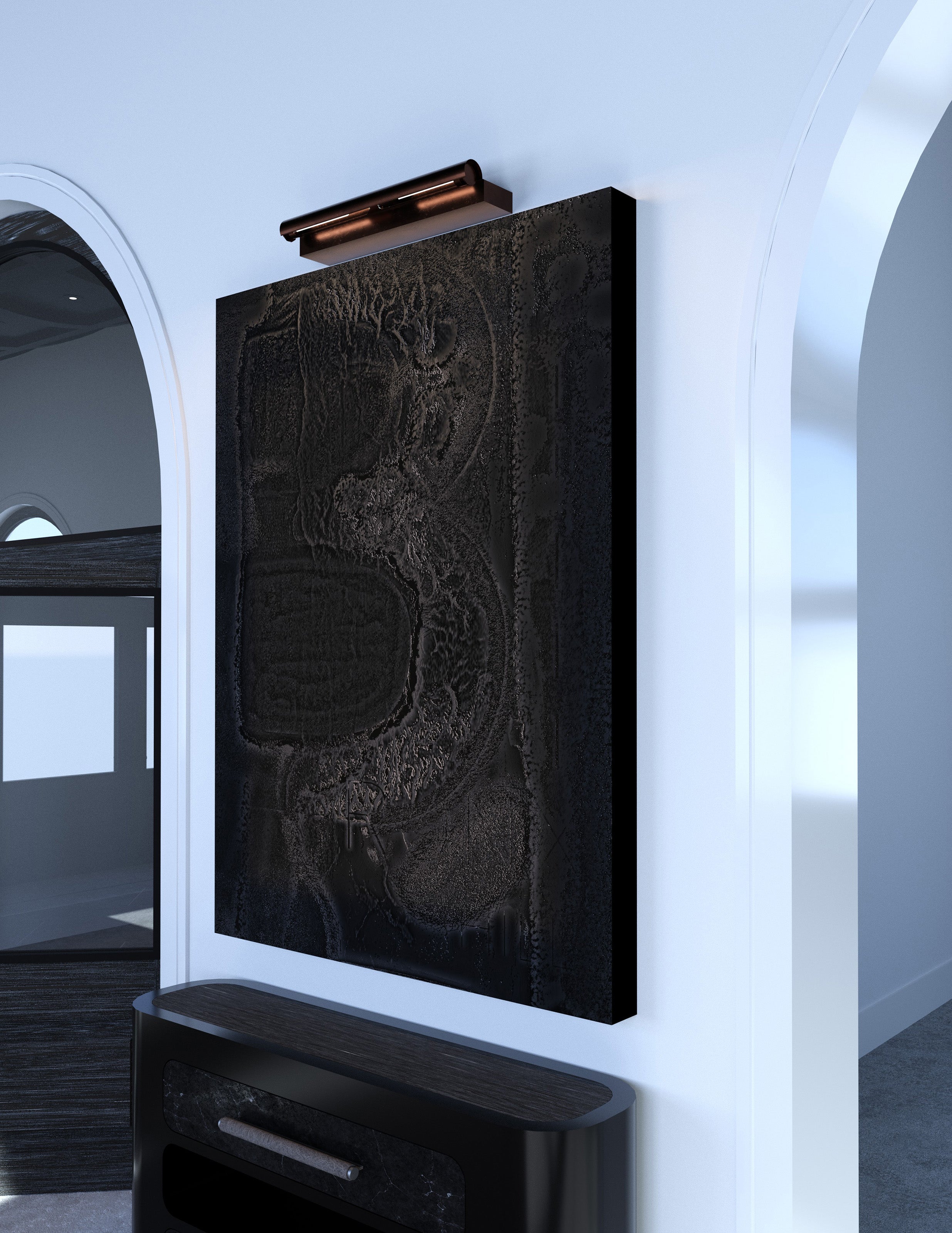 Origin Study wall art by Joseph Arzuaga of BRONXHILL in black-on-black textured finish